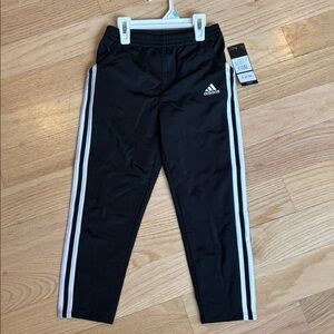 Adidas Kids Black Joggers with White Stripes